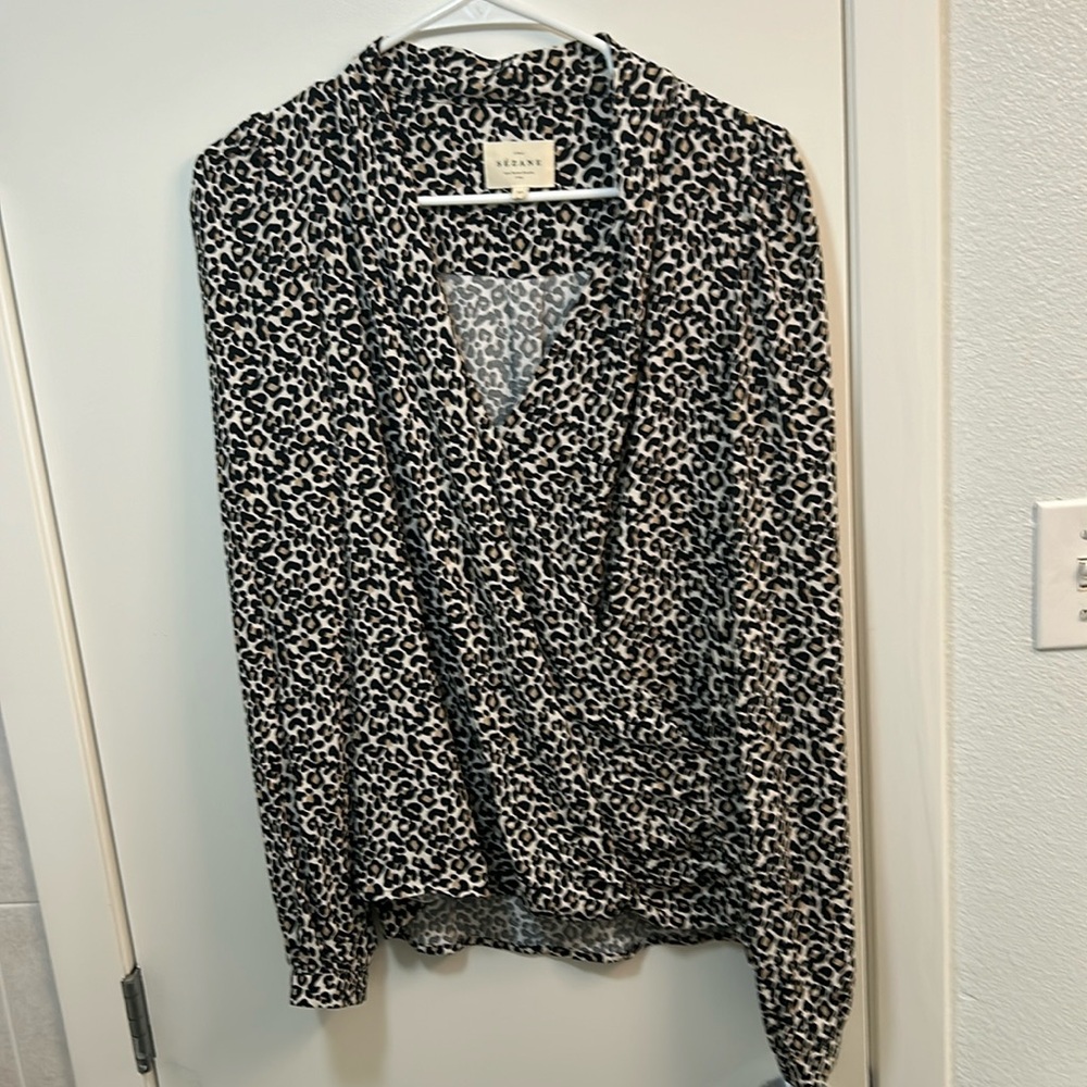 Sézane Abelia animal print blouse